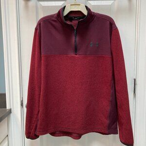 Under Armour Men's Loose Coldgear 1/4 Zip Pullover Jacket Red Maroon Size Medium